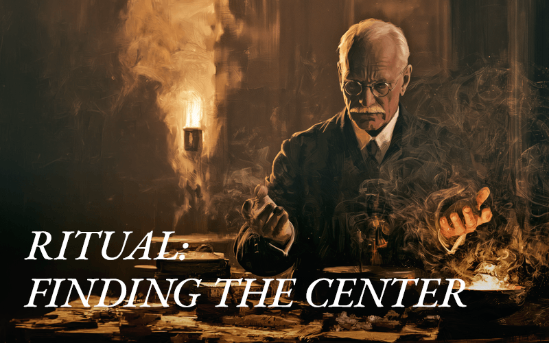 Carl Jung is shown conducting a ritual